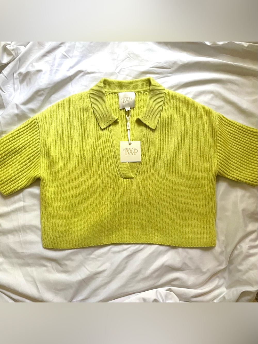 New TWP Tallulah Sz M Cashmere Short Sleeve Polo Sweater